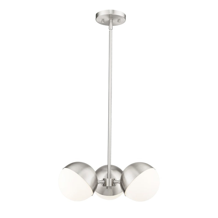 Z-Lite Realm Sphere 3Lt 17.25" Chandelier, Brushed Nickel/Matte Opal - 7517-3BN