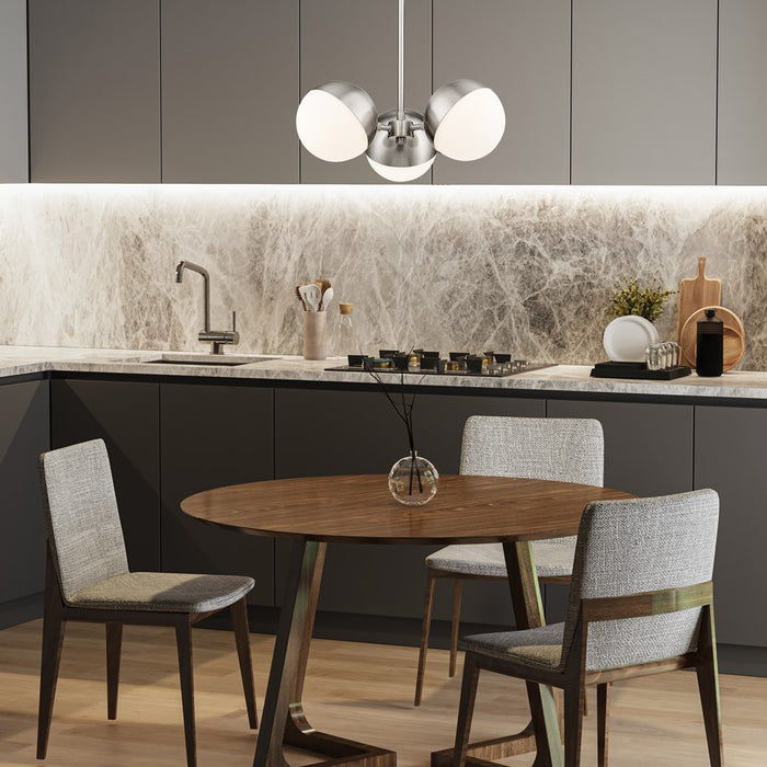 Z-Lite Realm Sphere 3Lt 17.25" Chandelier, Brushed Nickel/Matte Opal