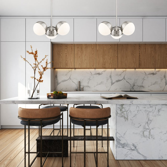 Z-Lite Realm Sphere 3Lt 17.25" Chandelier, Brushed Nickel/Matte Opal