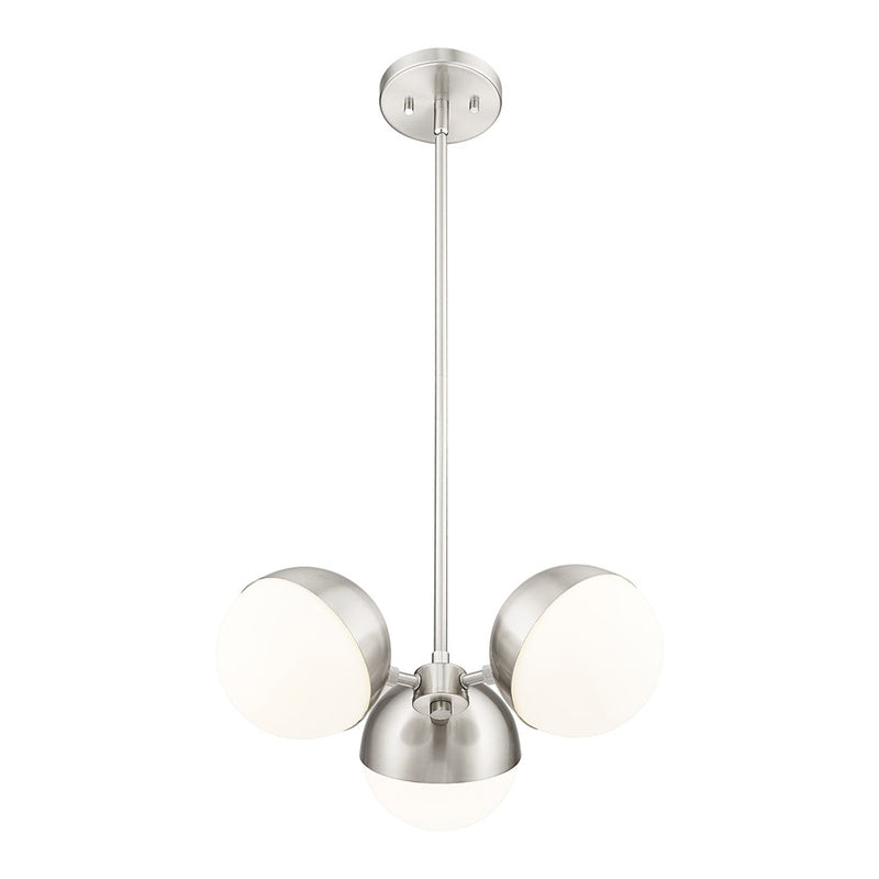 Z-Lite Realm Sphere 3 Light 17.25" Chandelier, Brushed Nickel/Matte Opal