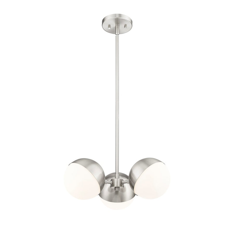 Z-Lite Realm Sphere 3 Light 17.25" Chandelier, Brushed Nickel/Matte Opal