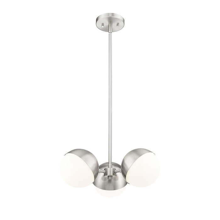 Z-Lite Realm Sphere 3 Light 17.25" Chandelier, Brushed Nickel/Matte Opal