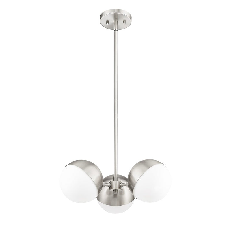 Z-Lite Realm Sphere 3Lt 17.25" Chandelier, Brushed Nickel/Matte Opal