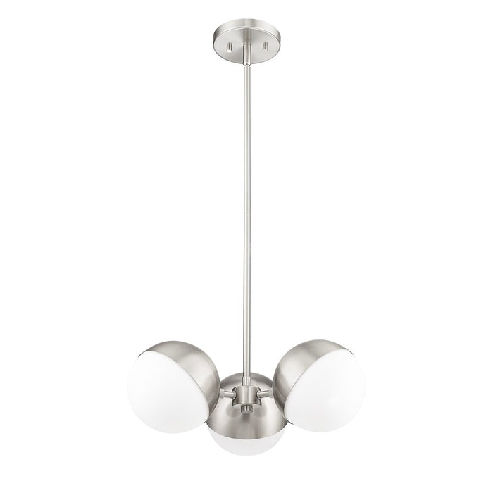 Z-Lite Realm Sphere 3 Light 17.25" Chandelier, Brushed Nickel/Matte Opal