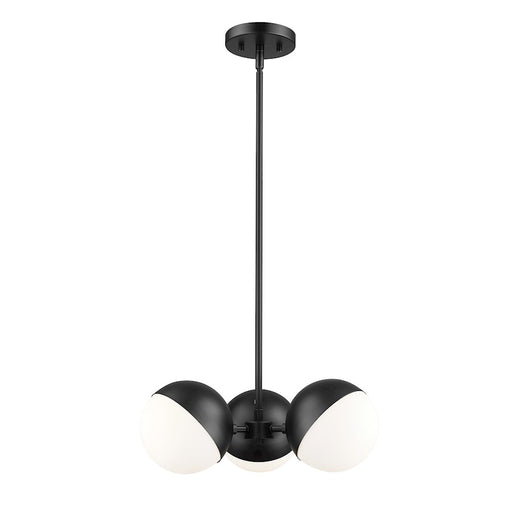Z-Lite Realm Sphere 3 Light 17.25" Chandelier, Matte Black/Matte Opal - 7517-3MB