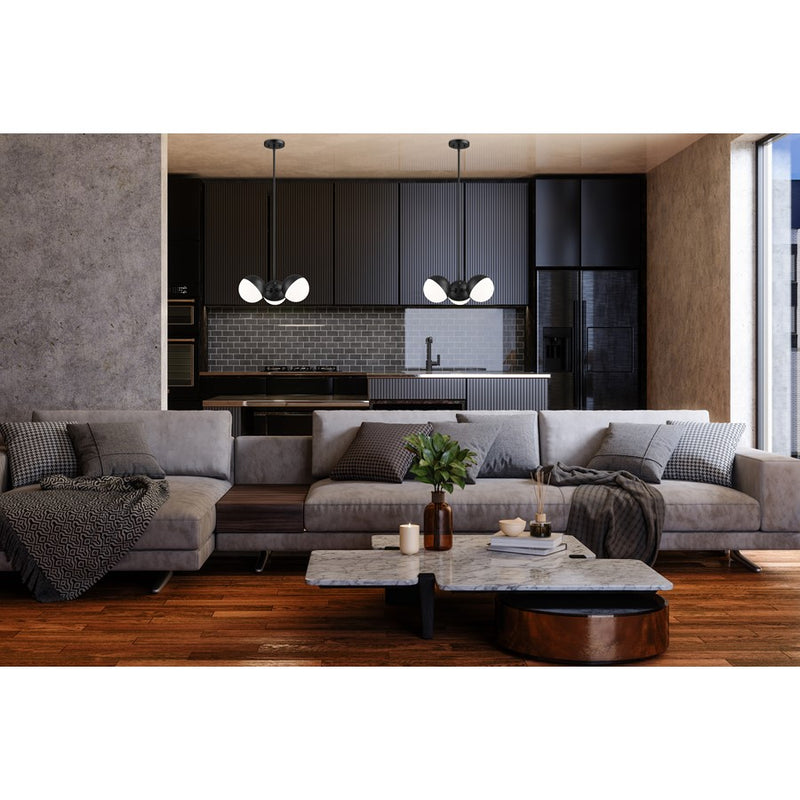 Z-Lite Realm Sphere 3 Light 17.25" Chandelier, Matte Black/Matte Opal
