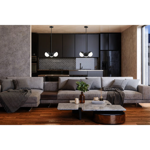 Z-Lite Realm Sphere 3 Light 17.25" Chandelier, Matte Black/Matte Opal