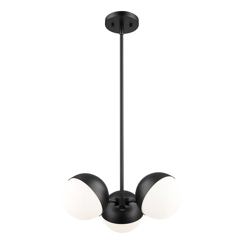 Z-Lite Realm Sphere 3 Light 17.25" Chandelier, Matte Black/Matte Opal