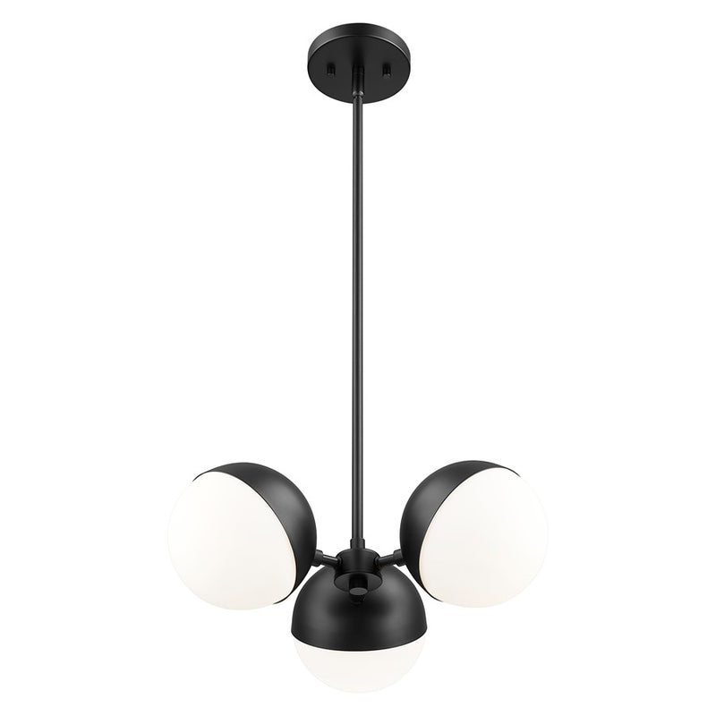 Z-Lite Realm Sphere 3 Light 17.25" Chandelier, Matte Black/Matte Opal