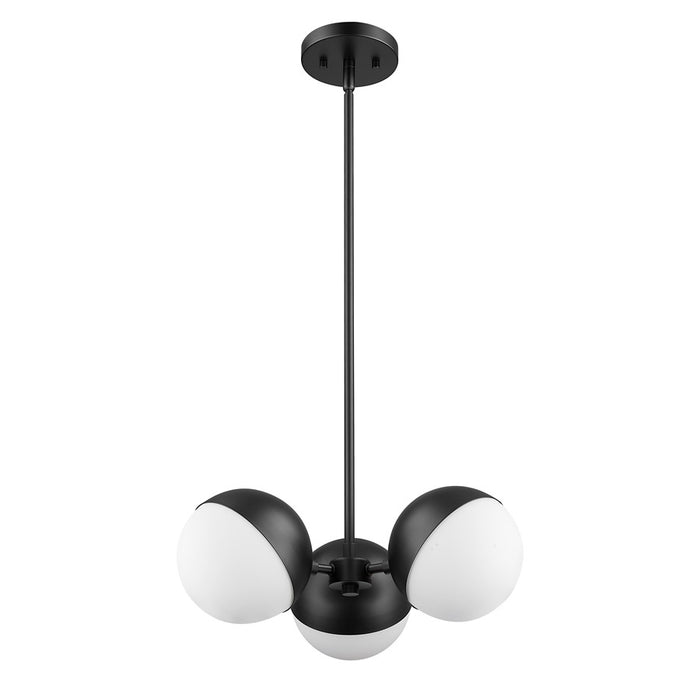 Z-Lite Realm Sphere 3 Light 17.25" Chandelier, Matte Black/Matte Opal