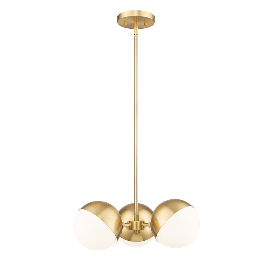 Z-Lite Realm Sphere 3 Light 17.25" Chandelier, Modern Gold/Matte Opal - 7517-3MGLD