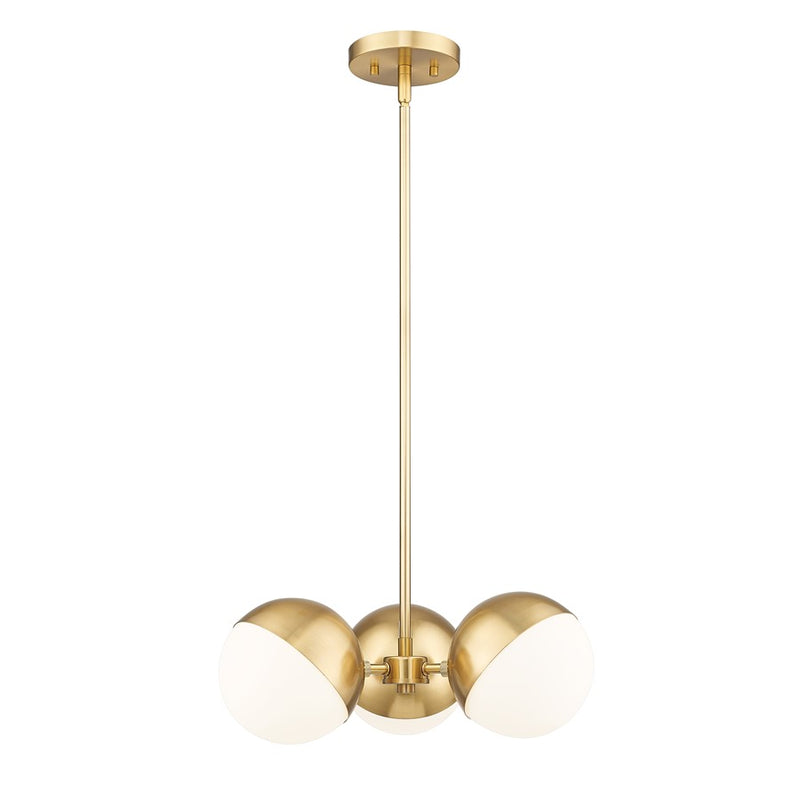 Z-Lite Realm Sphere 3Lt 17.25" Chandelier, Modern Gold/Matte Opal - 7517-3MGLD