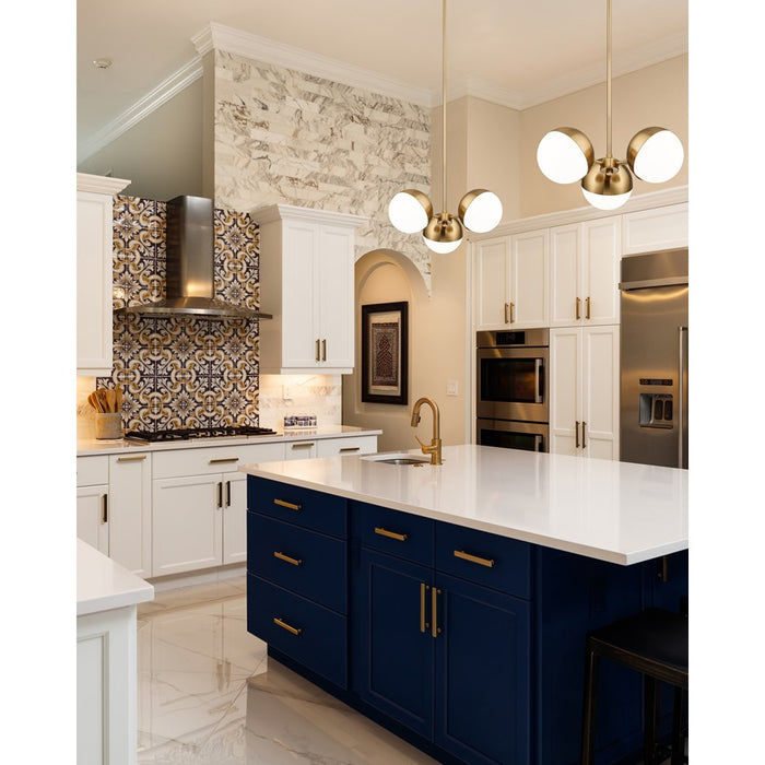 Z-Lite Realm Sphere 3Lt 17.25" Chandelier, Modern Gold/Matte Opal