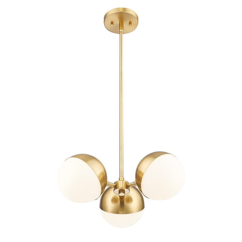 Z-Lite Realm Sphere 3Lt 17.25" Chandelier, Modern Gold/Matte Opal