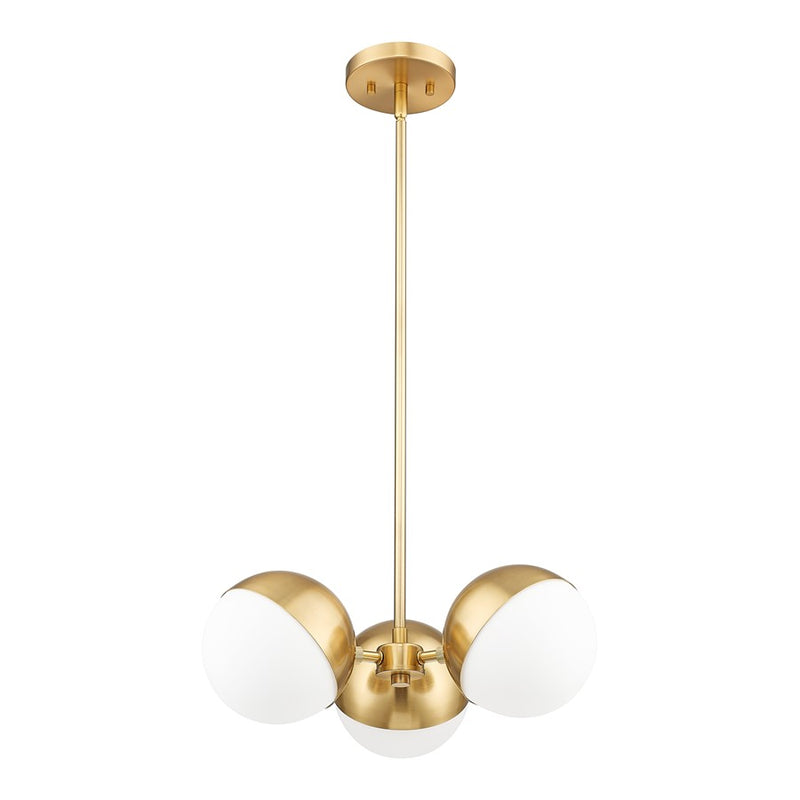 Z-Lite Realm Sphere 3Lt 17.25" Chandelier, Modern Gold/Matte Opal
