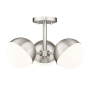 Z-Lite Realm Sphere 3Lt 17.25" Semi Flush Mount, Nickel/Opal - 7517-3SF-BN