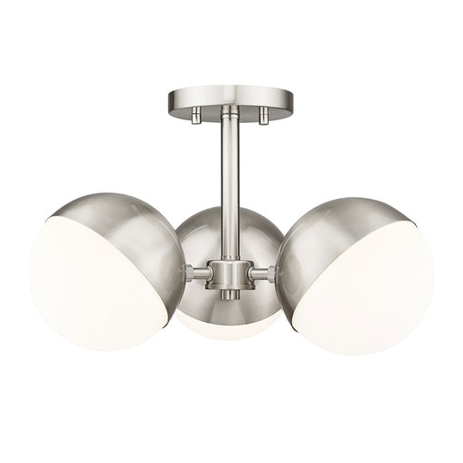 Z-Lite Realm Sphere 3Lt 17.25" Semi Flush Mount, Nickel/Opal - 7517-3SF-BN