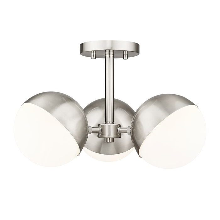 Z-Lite Realm Sphere 3Lt 17.25" Semi Flush Mount, Nickel/Opal - 7517-3SF-BN