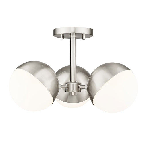 Z-Lite Realm Sphere 3 Light 17.25" Semi Flush Mount, Nickel/Opal - 7517-3SF-BN