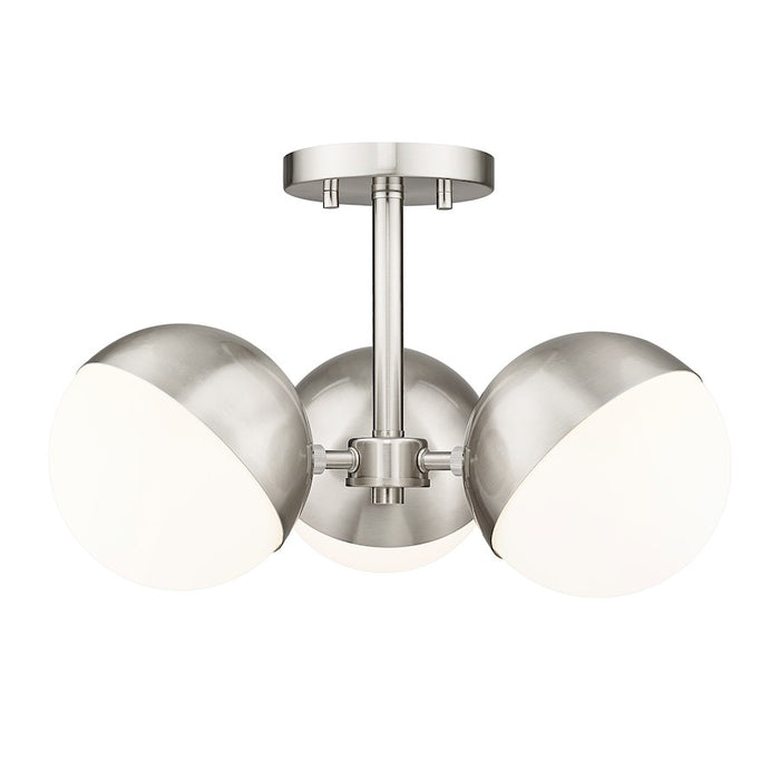 Z-Lite Realm Sphere 3 Light 17.25" Semi Flush Mount, Nickel/Opal - 7517-3SF-BN