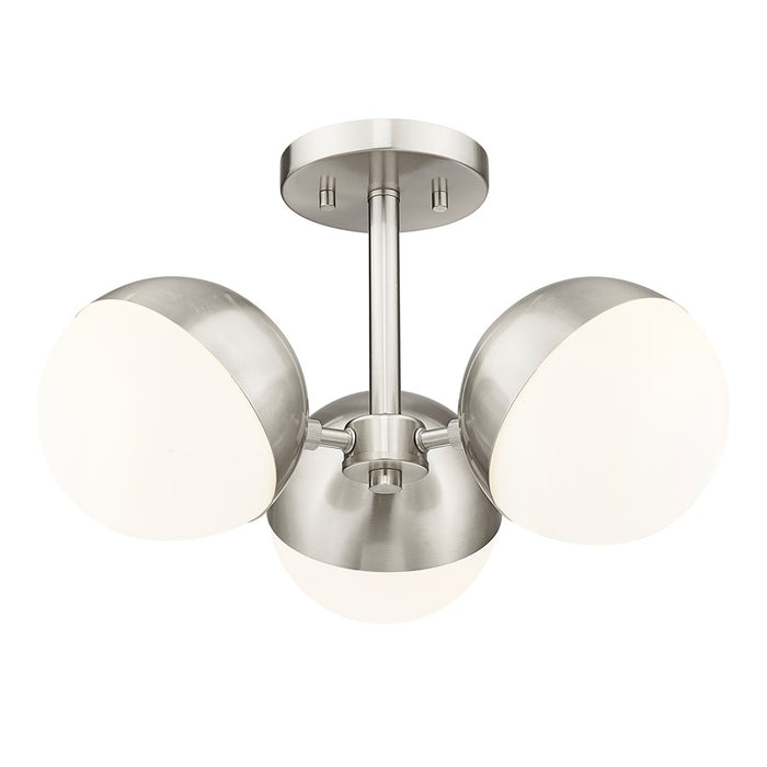 Z-Lite Realm Sphere 3Lt 17.25" Semi Flush Mount, Nickel/Opal