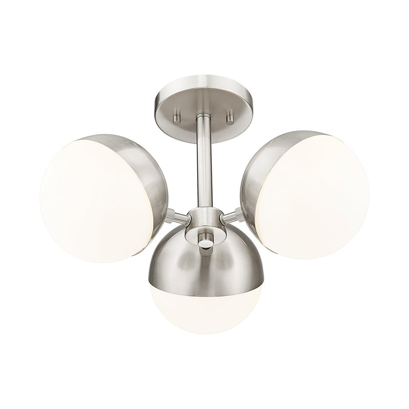 Z-Lite Realm Sphere 3Lt 17.25" Semi Flush Mount, Nickel/Opal