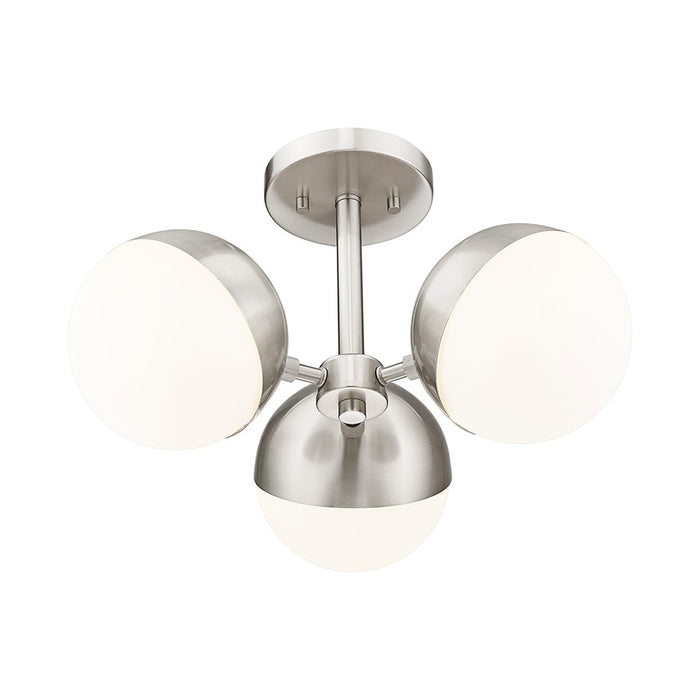 Z-Lite Realm Sphere 3Lt 17.25" Semi Flush Mount, Nickel/Opal