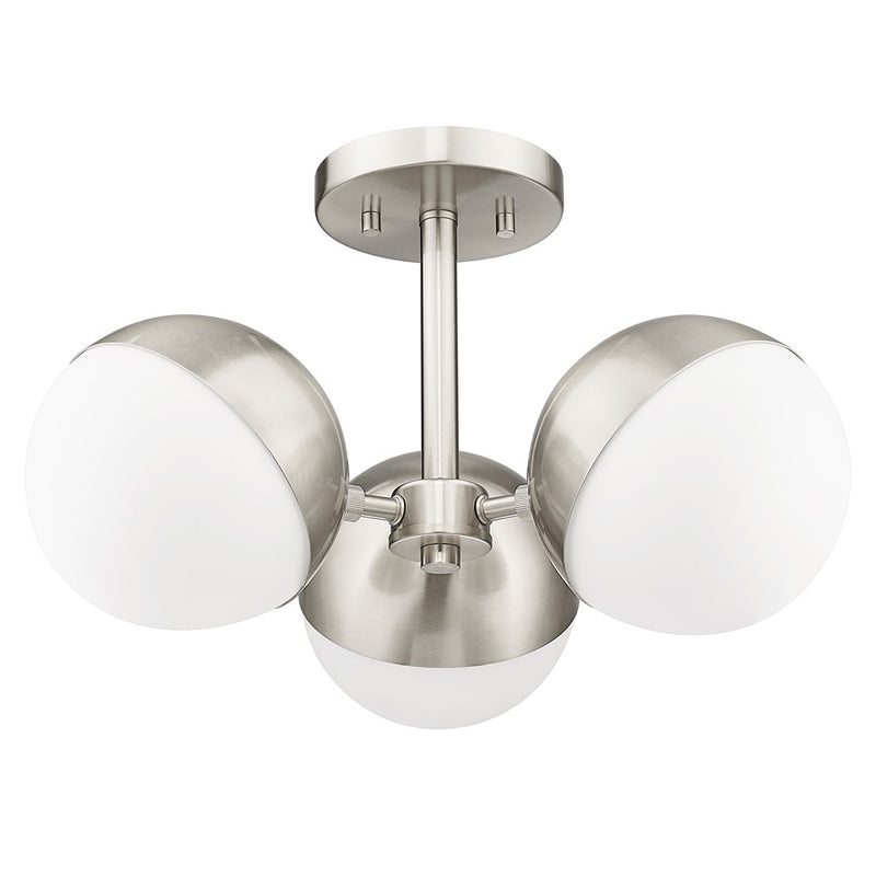 Z-Lite Realm Sphere 3Lt 17.25" Semi Flush Mount, Nickel/Opal