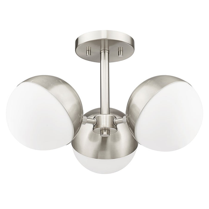 Z-Lite Realm Sphere 3 Light 17.25" Semi Flush Mount, Nickel/Opal