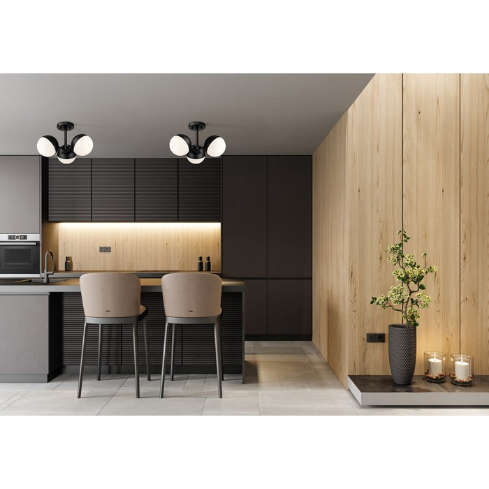 Z-Lite Realm Sphere 3Lt 17.25" Semi Flush Mount, Black/Opal