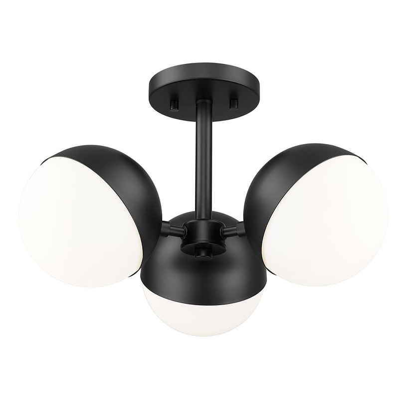 Z-Lite Realm Sphere 3Lt 17.25" Semi Flush Mount, Black/Opal