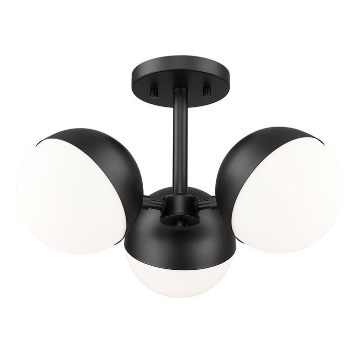 Z-Lite Realm Sphere 3 Light 17.25" Semi Flush Mount, Black/Opal