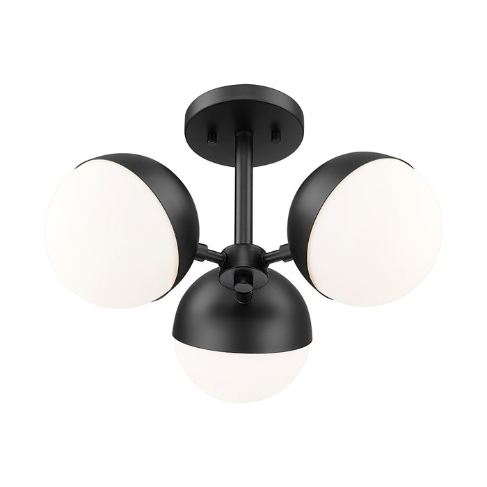 Z-Lite Realm Sphere 3Lt 17.25" Semi Flush Mount, Black/Opal