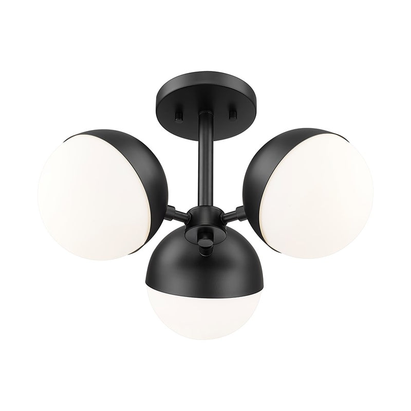 Z-Lite Realm Sphere 3 Light 17.25" Semi Flush Mount, Black/Opal