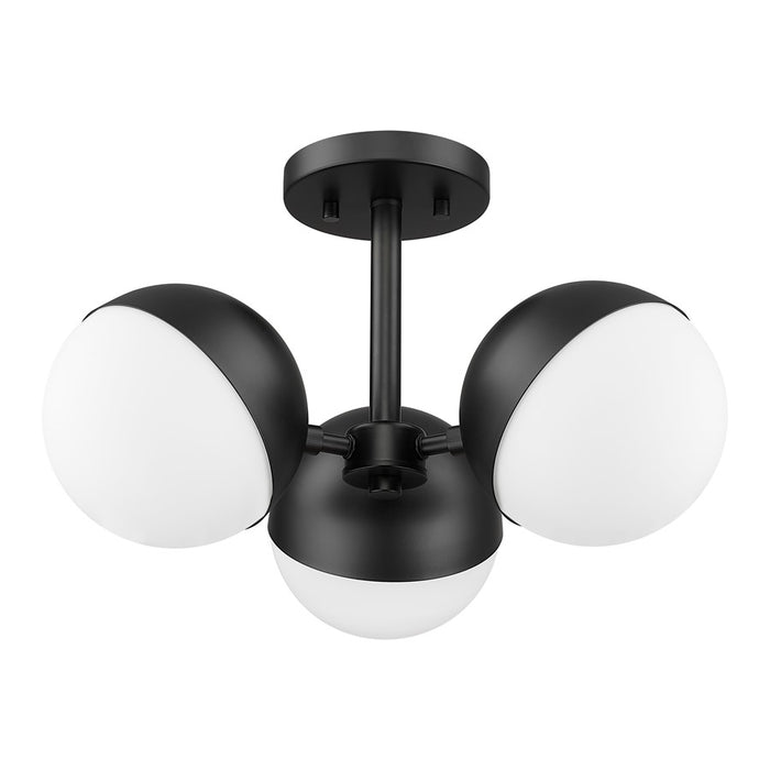 Z-Lite Realm Sphere 3 Light 17.25" Semi Flush Mount, Black/Opal