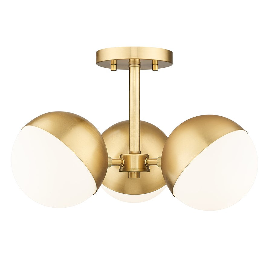 Z-Lite Realm Sphere 3Lt 17.25" Semi Flush Mount, Gold/Opal - 7517-3SF-MGLD