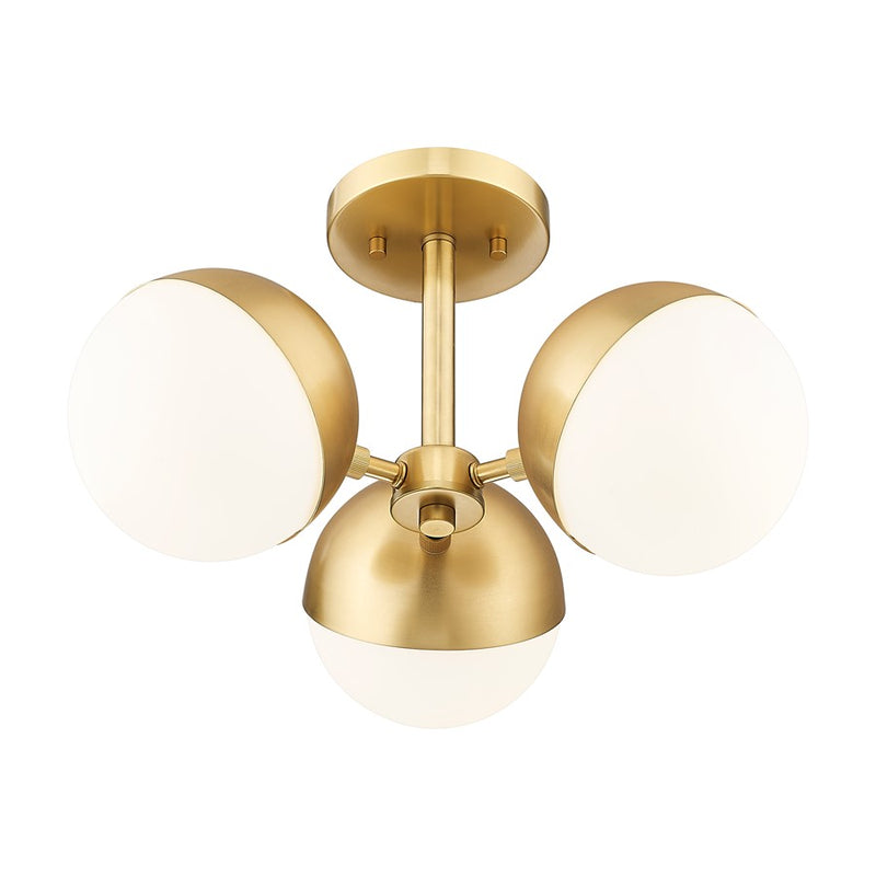 Z-Lite Realm Sphere 3Lt 17.25" Semi Flush Mount, Gold/Opal