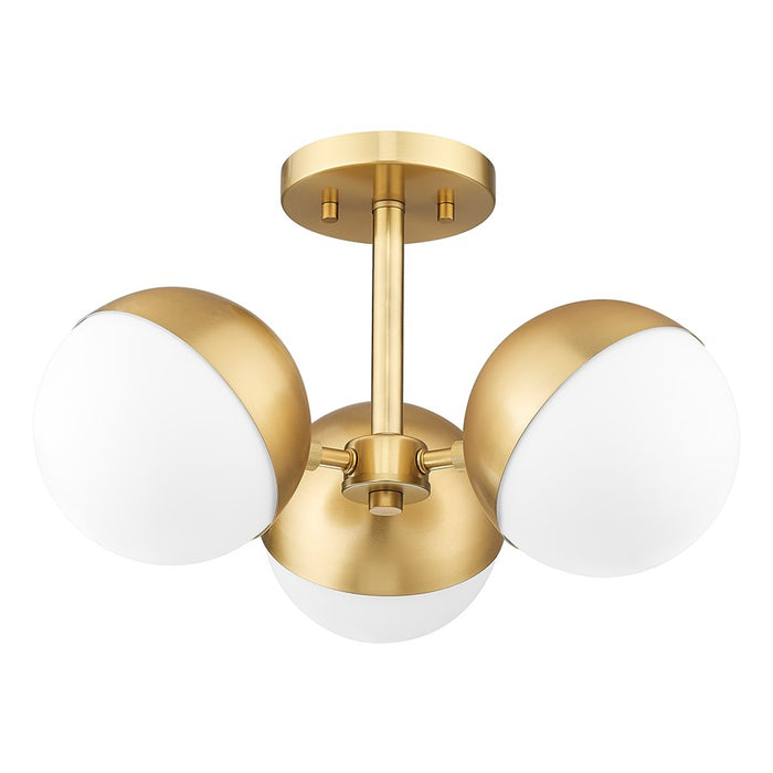 Z-Lite Realm Sphere 3 Light 17.25" Semi Flush Mount, Gold/Opal