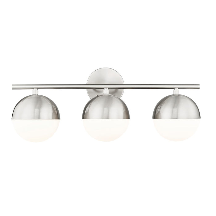 Z-Lite Realm Sphere 3 Light 7.5" Vanity, Brushed Nickel/Matte Opal - 7517-3V-BN