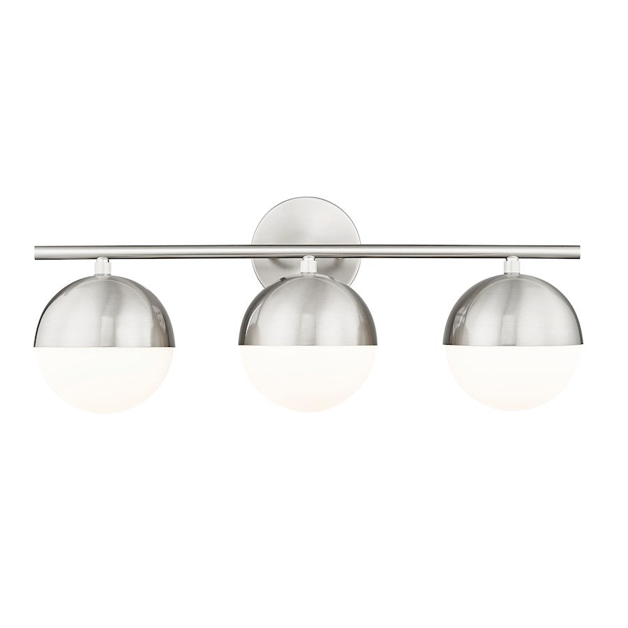 Z-Lite Realm Sphere 3 Light 7.5" Vanity, Brushed Nickel/Matte Opal - 7517-3V-BN