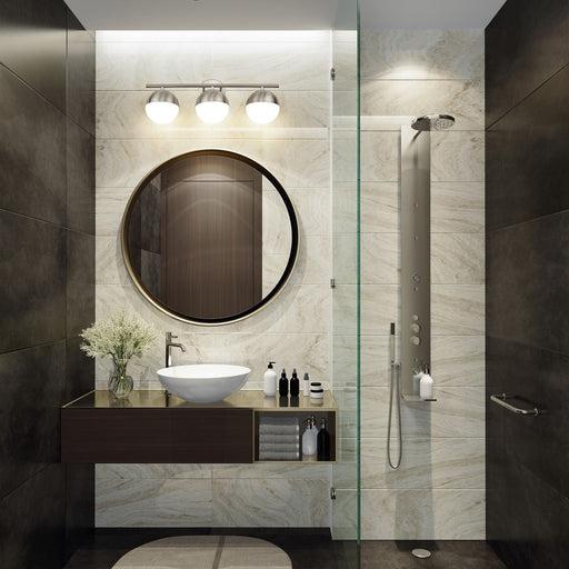 Z-Lite Realm Sphere 3 Light 7.5" Vanity, Brushed Nickel/Matte Opal