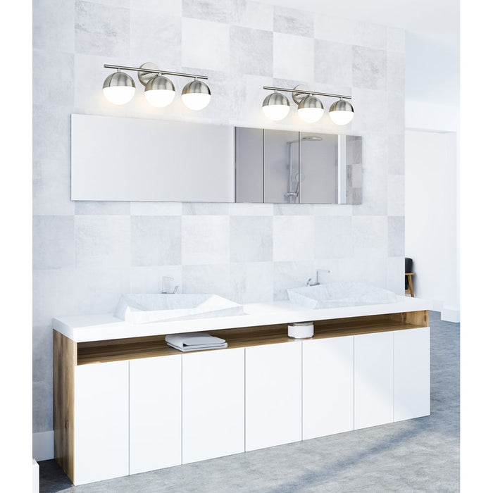 Z-Lite Realm Sphere 3 Light 7.5" Vanity, Brushed Nickel/Matte Opal