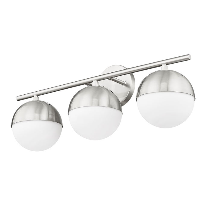 Z-Lite Realm Sphere 3 Light 7.5" Vanity, Brushed Nickel/Matte Opal