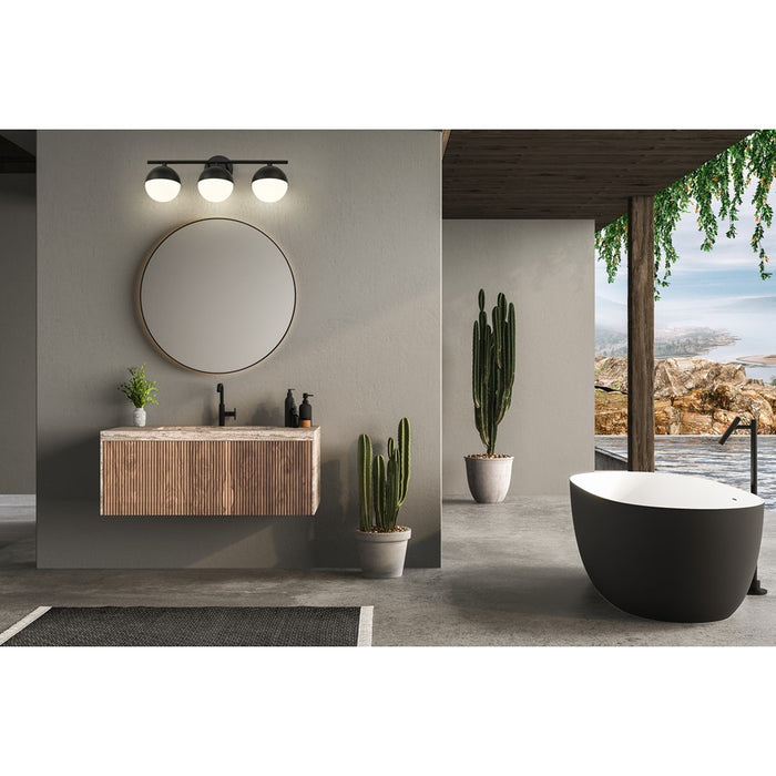 Z-Lite Realm Sphere 3 Light 7.5" Vanity, Matte Black/Matte Opal