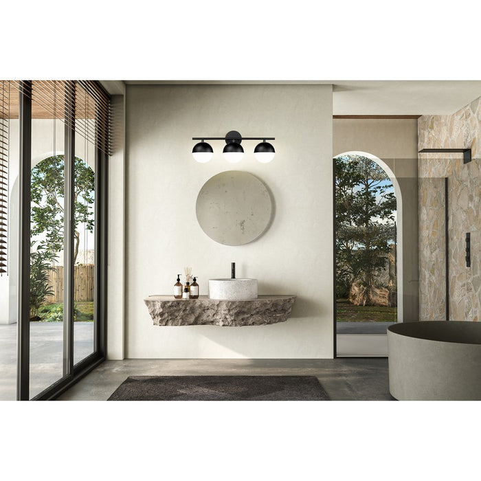 Z-Lite Realm Sphere 3 Light 7.5" Vanity, Matte Black/Matte Opal