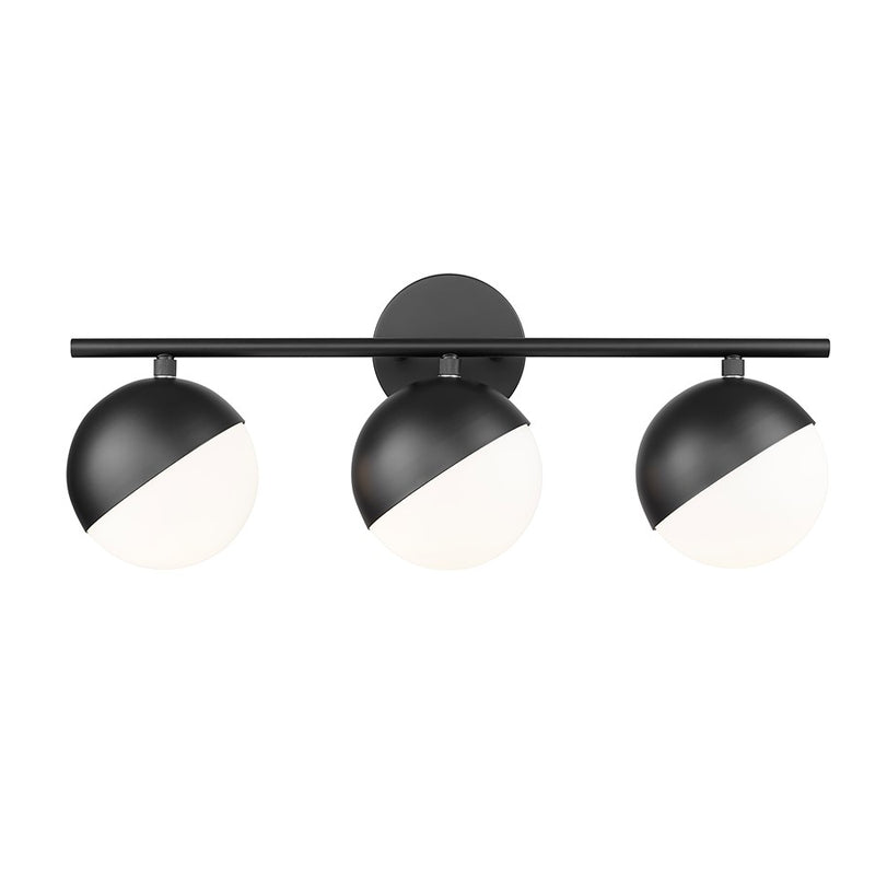 Z-Lite Realm Sphere 3 Light 7.5" Vanity, Matte Black/Matte Opal