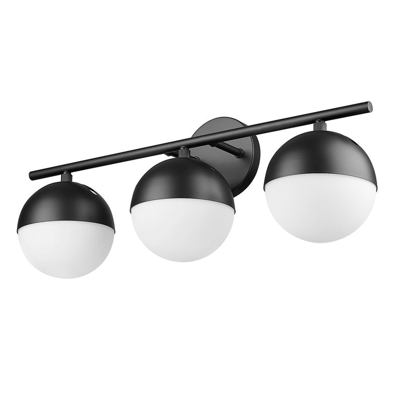 Z-Lite Realm Sphere 3 Light 7.5" Vanity, Matte Black/Matte Opal