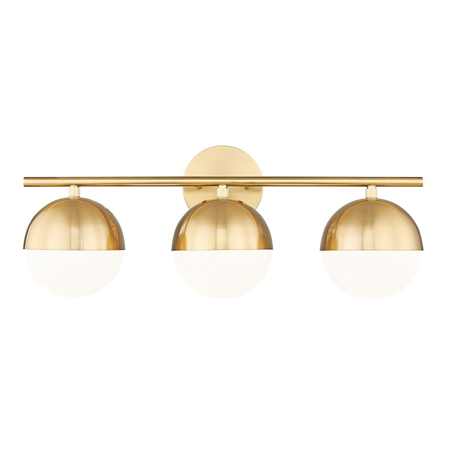 Z-Lite Realm Sphere 3 Light 7.5" Vanity, Modern Gold/Matte Opal - 7517-3V-MGLD