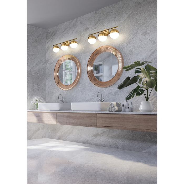 Z-Lite Realm Sphere 3 Light 7.5" Vanity, Modern Gold/Matte Opal