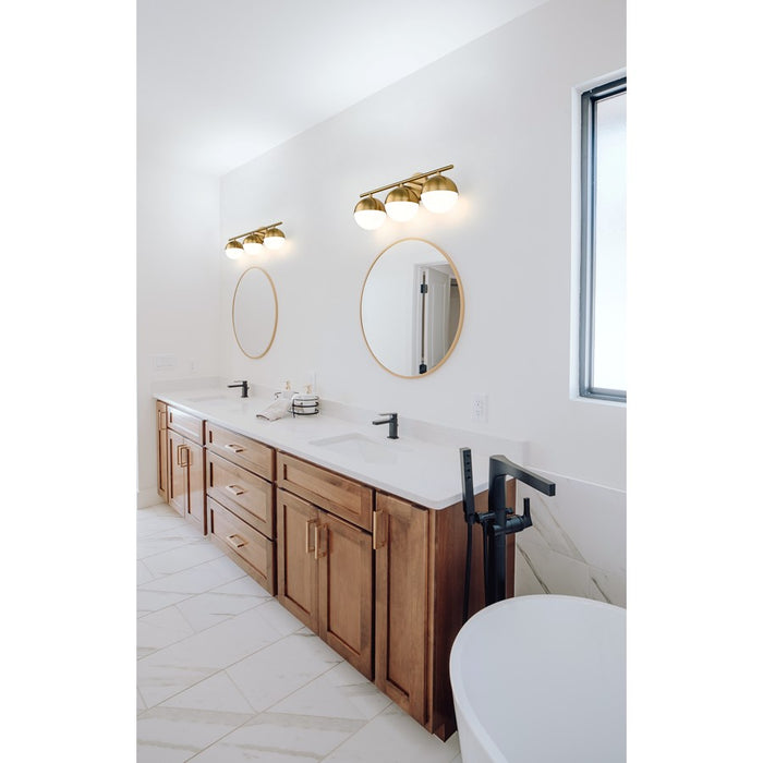 Z-Lite Realm Sphere 3 Light 7.5" Vanity, Modern Gold/Matte Opal